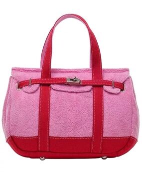Sunwin Madaket Terry And Cotton Canvas Small Tote Handbag Bubble Gum Pink Red